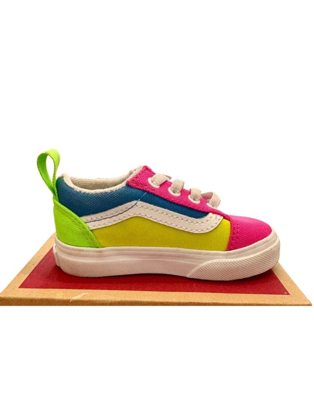 Vans Old Skool Elastic Toddler ColorBlock SlipOn Neon Multicolor Shoes Sz 5.0T - Picture 9 of 14